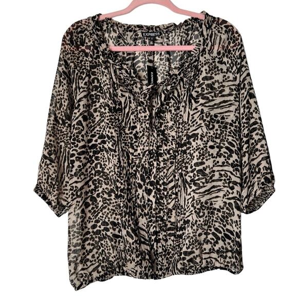 Express Tops - Express Animal Print Sheer Women’s Blouse Size Large NWT